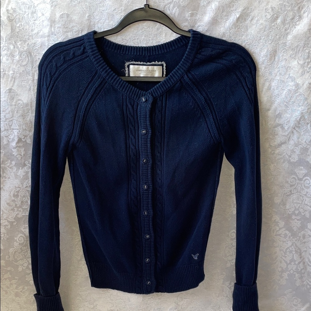 Vintage American Eagle Outfitters Navy Blue Women's Sweater.  Size Small